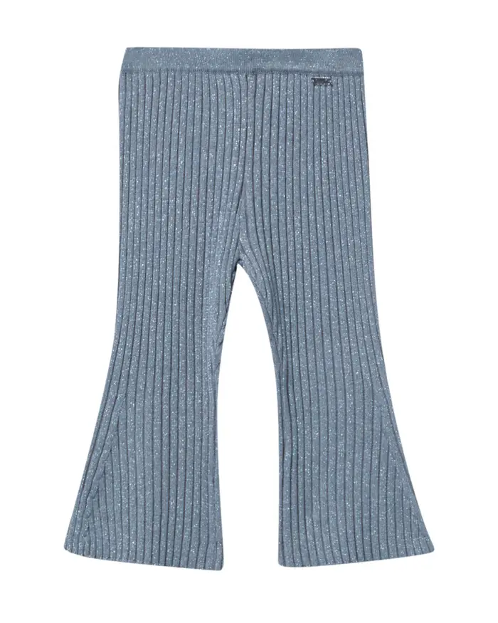 Pantalone Liu Jo flare grigio in misto lana a costine glitterato