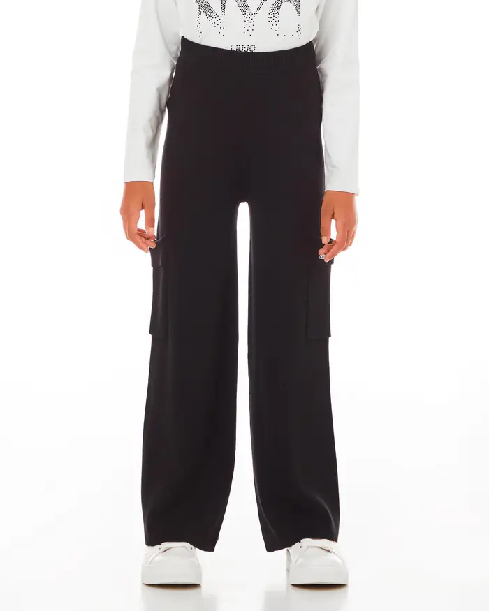 Pantaloni Liu Jo cargo neri in misto viscosa e cotone