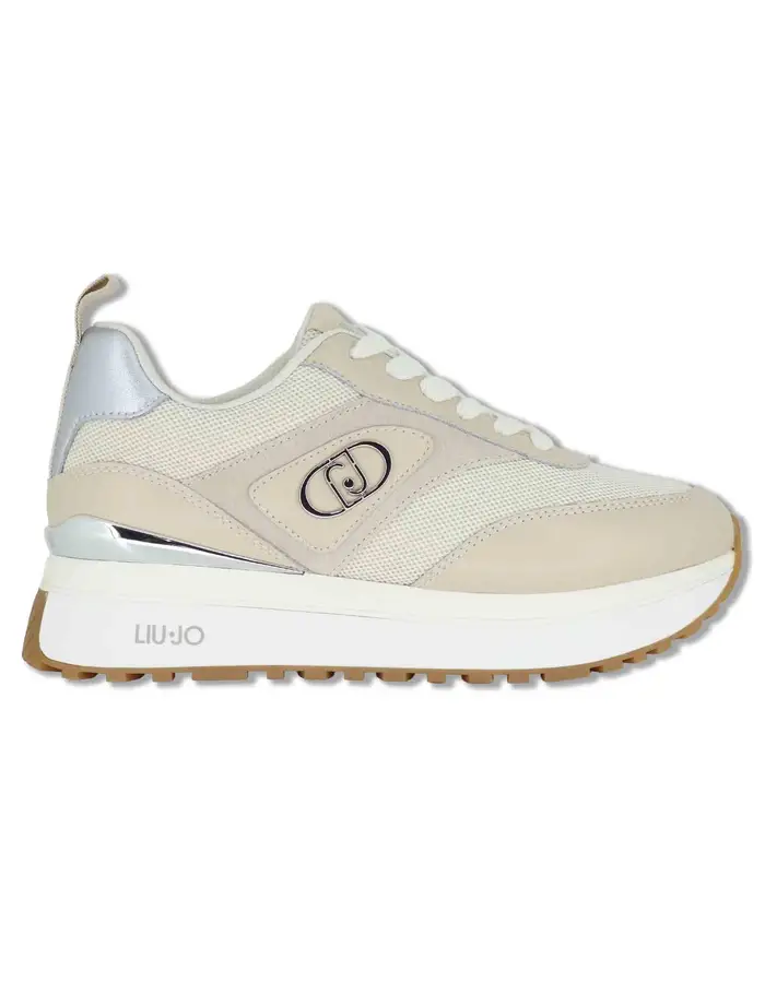 Liu-Jo Sneakers donna in pelle e tessuto beige Donna MAXI WONDER 97 BIS ROPE