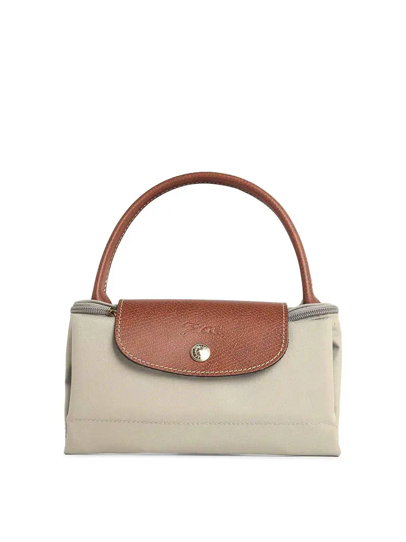 Longchamp Borsa Con Manico In Tela Riciclata Grigio