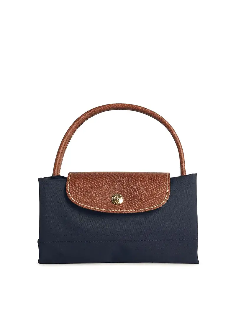 Longchamp Borsa Con Manico In Tela Riciclata Marina Blu