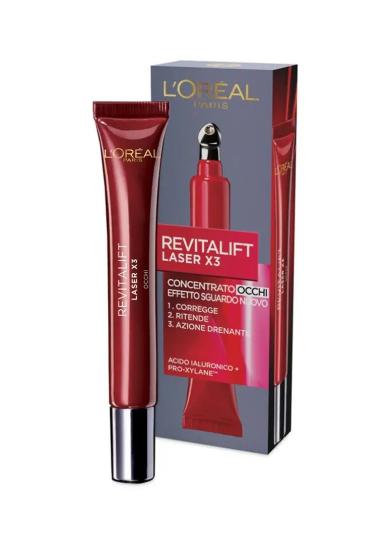 Loreal L'OREAL, L'oréal Paris Contorno Occhi Revitalift Laser X3, Azione Antirughe Anti-età Con Acido Ialuronico E Pro-xylane, 15 Ml., Donna