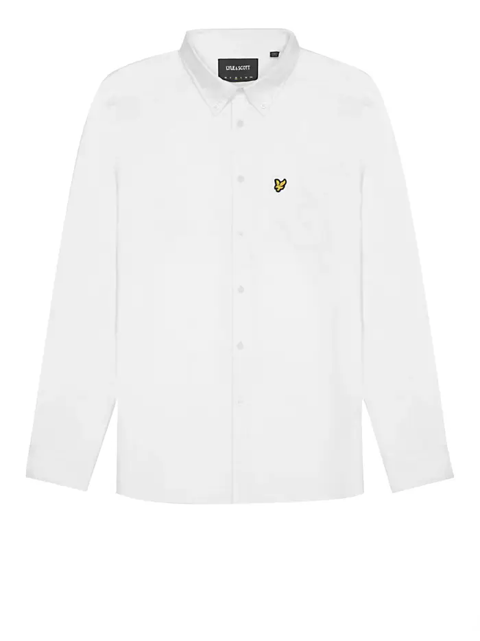 camicia casual lyle & scott plain oxford da uomo - bianco
