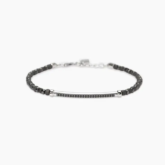 Bracciale In Argento 925 Ematite Zirconi - Mabina