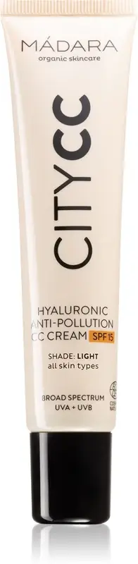 Mádara CityCC Crema CC anti-inquinamento all'acido ialuronico Spf15 Light 40 ml
