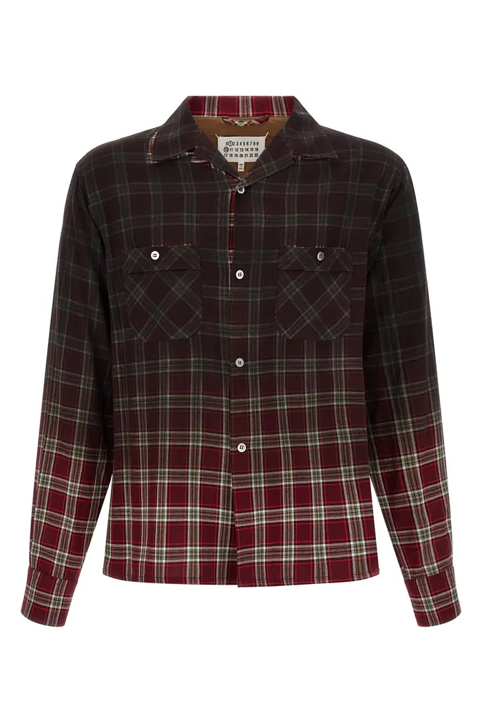 MAISON MARGIELA Camicia Quadri Effetto Sfumato Rosso