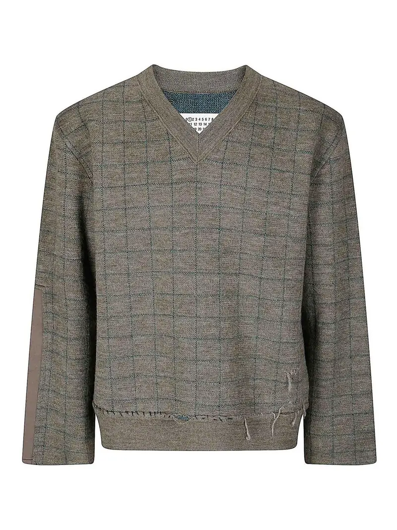 Maison Margiela Maglia Scollo V Verde Militare