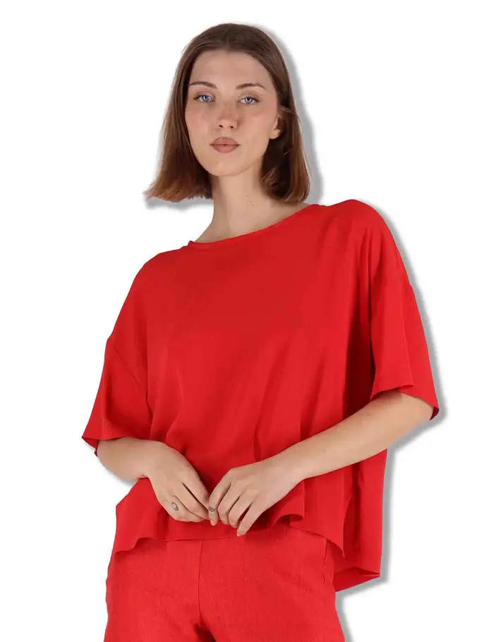 Maliparmi Shirt Fluid Crepe in misto seta corallo Donna JM440050672 31013