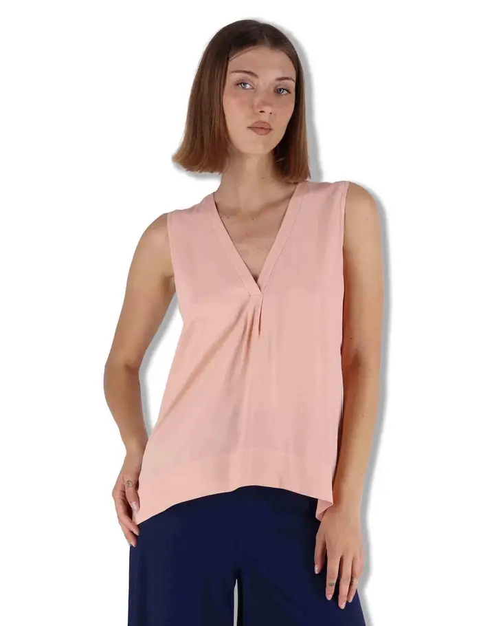 Maliparmi Top Fluid Crepe in seta rosa Donna JP554050672 32001