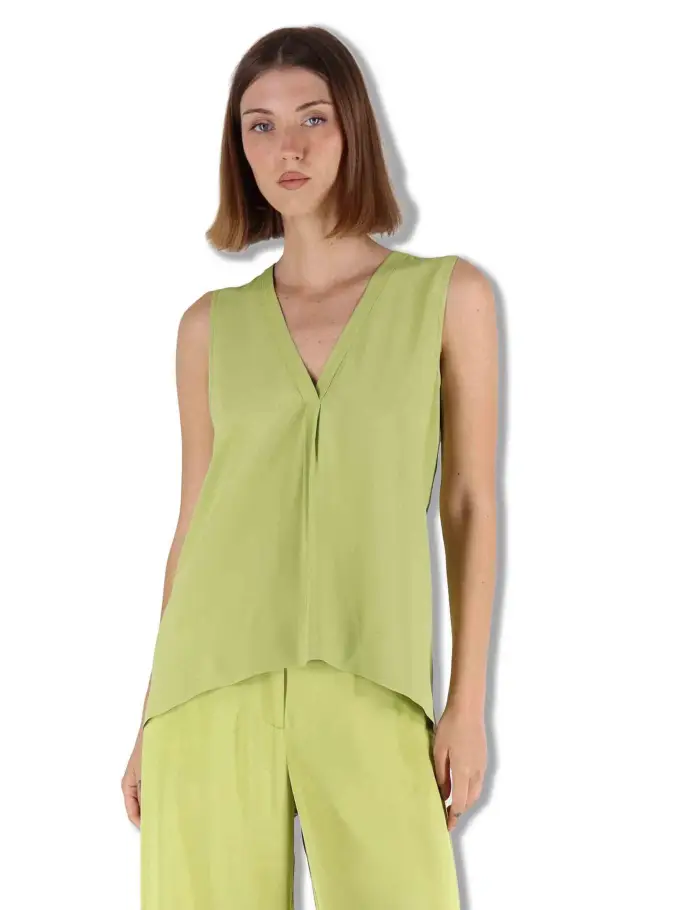 Maliparmi Top Fluid Crepe in seta verde Donna JP554050672 60109