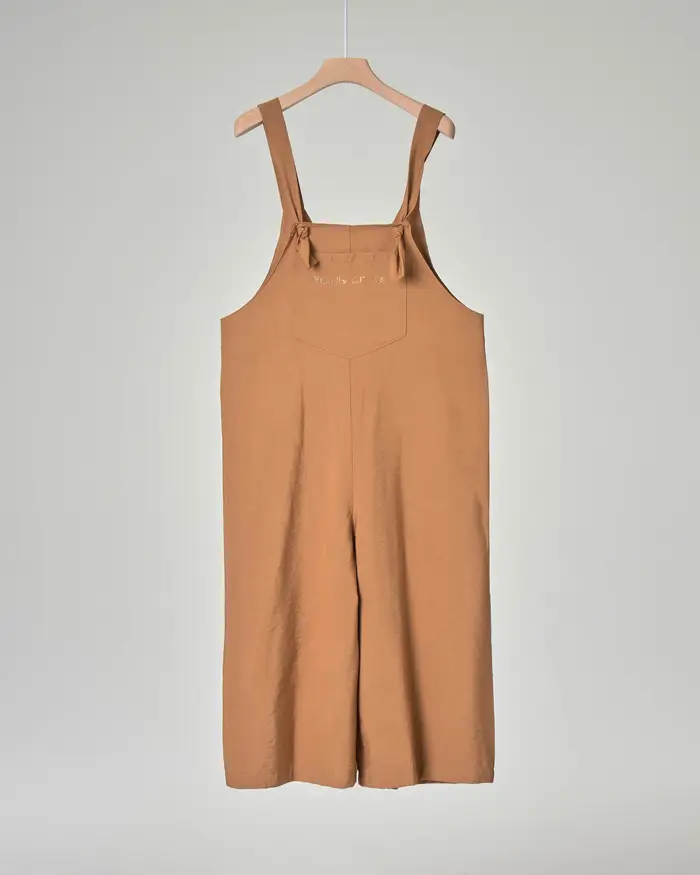 Salopette in cupro color tabacco con tasca frontale 10-14 anni