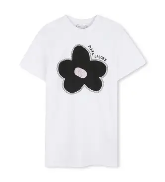 Marc Jacobs per ragazza W60713 Abito bianco a fiori (12años= 150cm), Casual, Cotone, Manica corta, moda per bambini