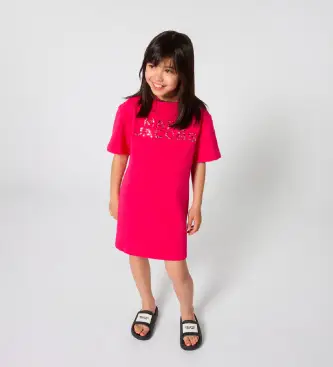 Marc Jacobs per ragazza W60718 Abito rosso con logo (8años= 126cm), Casual, Cotone, Manica corta, moda per bambini