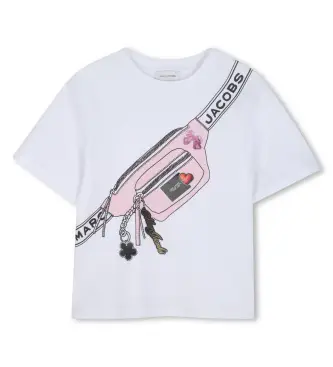 Marc Jacobs per ragazza W60742 T-shirt bianca stampata (8años= 126cm), Bianco, Casual, Cotone, Manica corta, moda per bambini Rosa