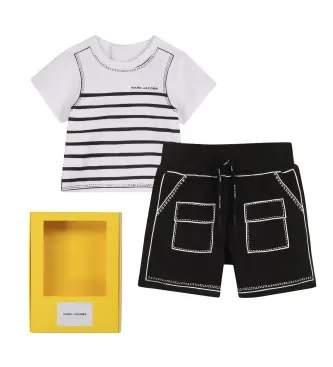 Marc Jacobs unisex per bambino W60815 Set di incastro nero (9meses= 71cm), Casual, Manica corta, Cotone biologico, moda per bambini