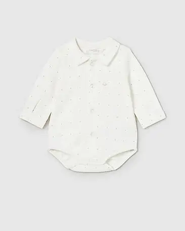 Body Mayoral bianco con puntini neri e maniche lunghe