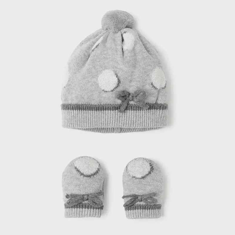 Mayoral Completo cuffia e manopole 9548 fog neonata grigio