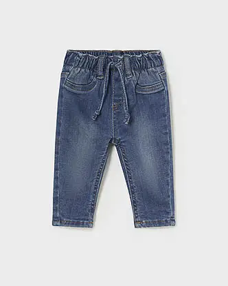 Jeans Mayoral in cotone stretch a lavaggio scuro stone washed con coulisse