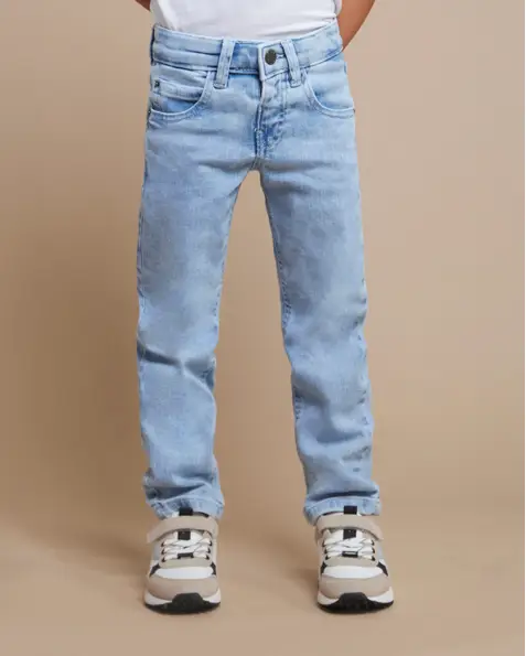 Jeans regular fit in cotone stretch a lavaggio chiaro bleach