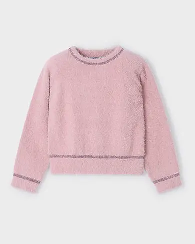 Maglia Mayoral rosa punto pelliccia con dettagli lurex