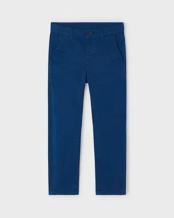 Pantalone chino indaco in gabardina di cotone stretch 2-9 anni