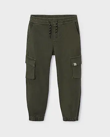 Pantalone militare cargo in cotone stretch con coulisse