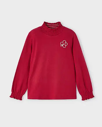 T-shirt Mayoral a lupetto bianca in viscosa stretch a maniche lunghe