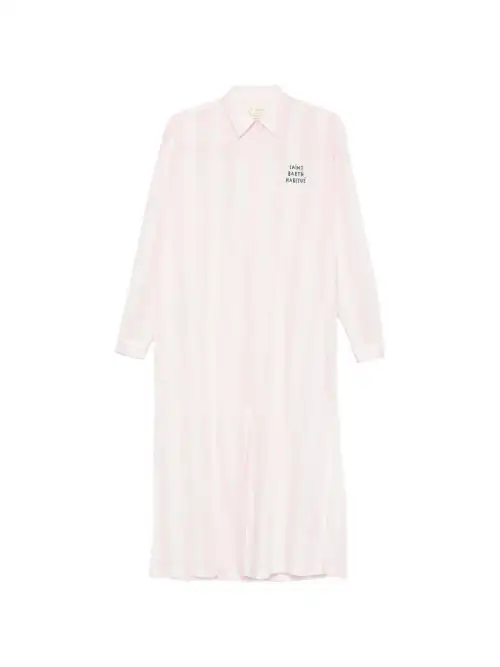 MC2 SAINT BARTH Abito camicia in cotone con ricamo Bianco rosa