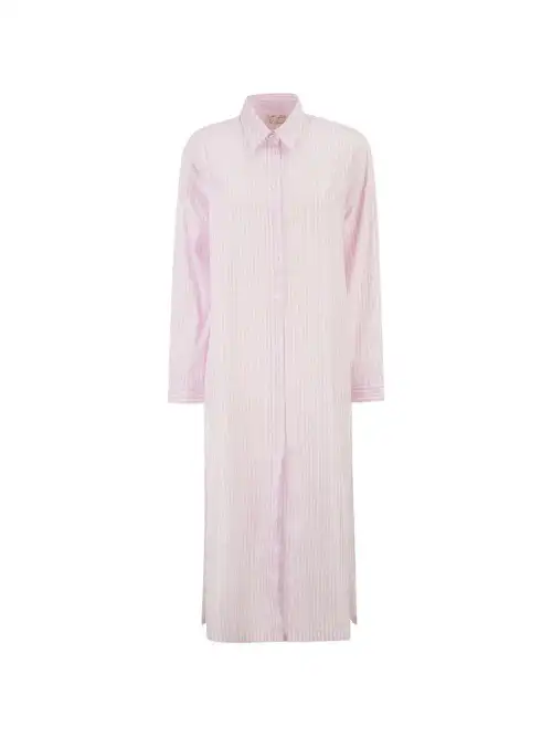 MC2 SAINT BARTH Abito camicia in cotone con ricamo Bianco rosa
