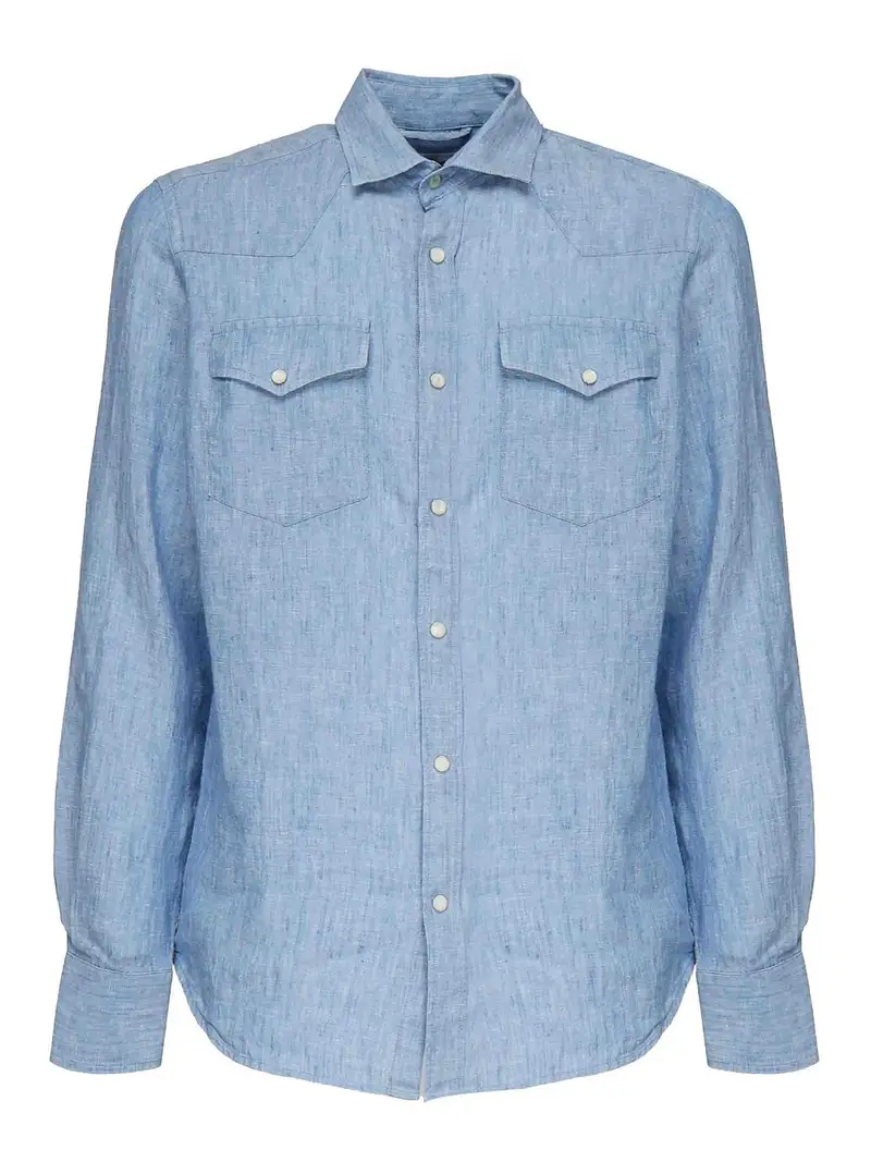 Mc2 Saint Barth Camicia di lino Greg Blu