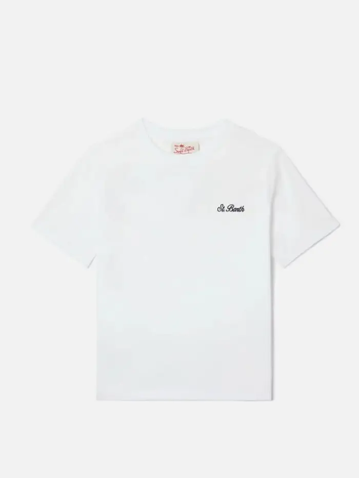 t-shirt dover kids/junior in cotone bianco con logo
