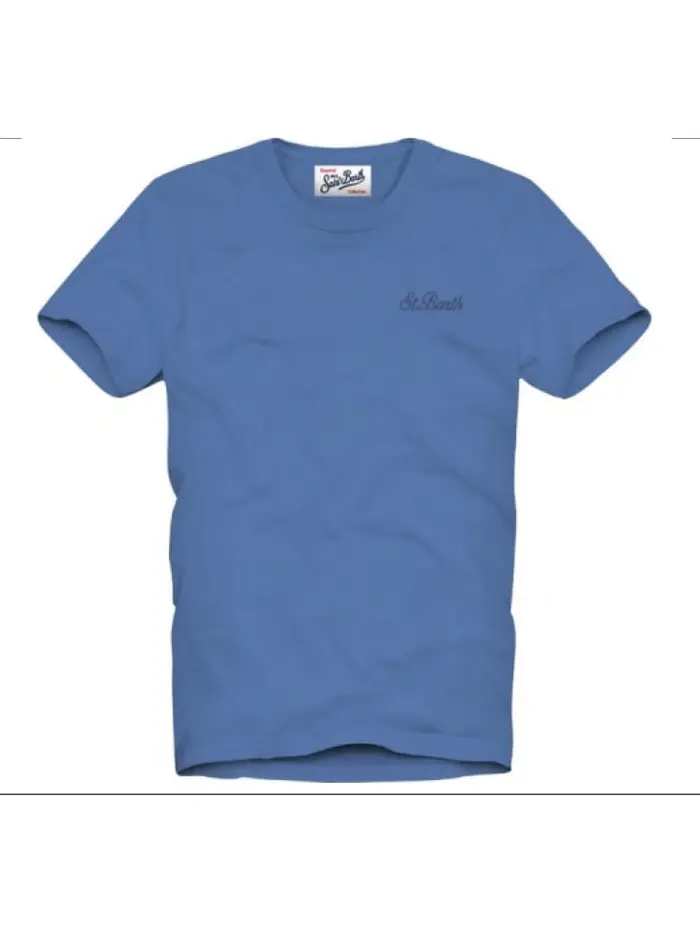 t-shirt dover kids/junior in cotone blu denim con logo