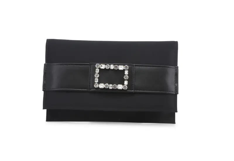 Melluso Borsa pochette con tracolla in tessuto raso nero bj064