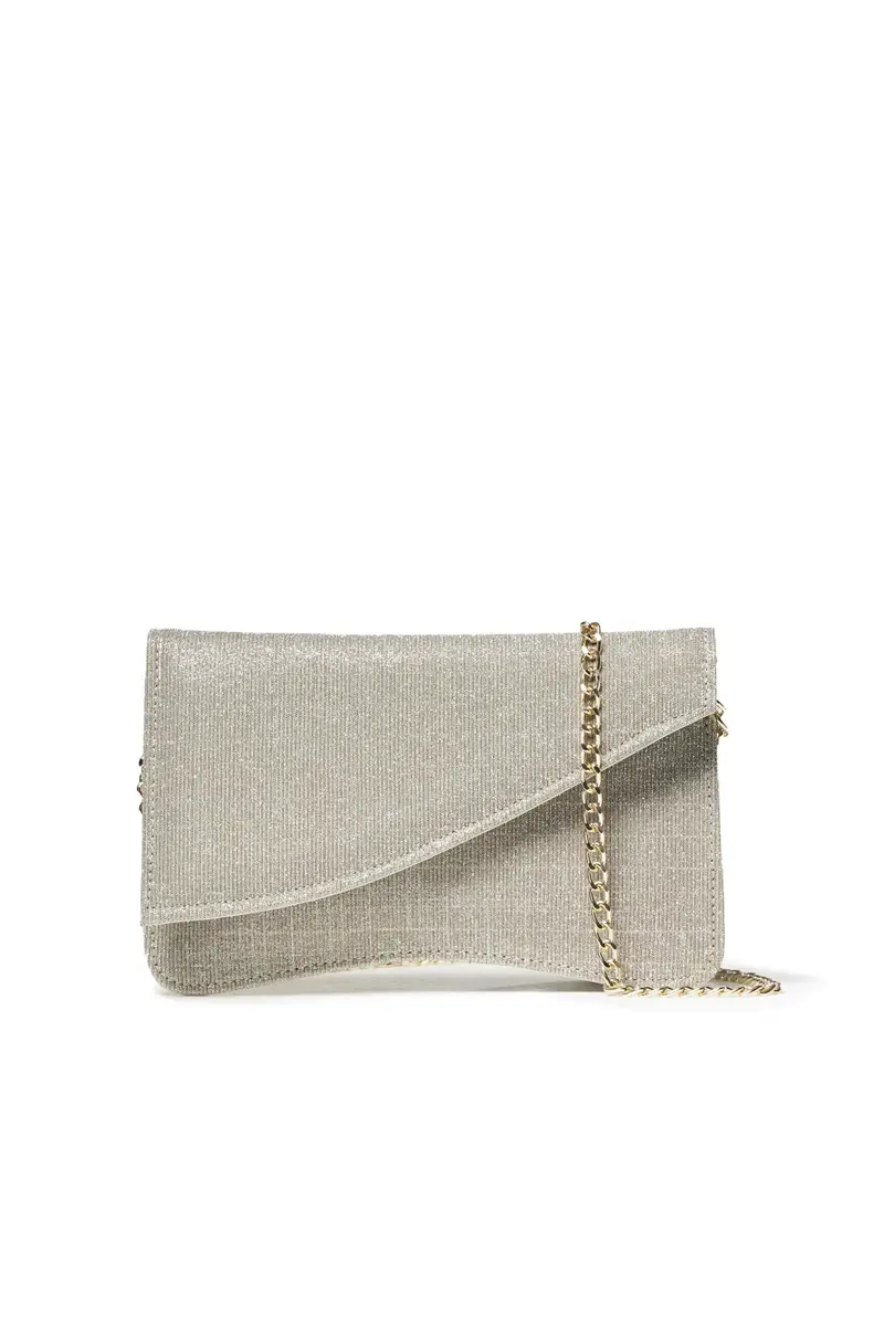 Melluso Pochette platino design asimmetrico con catena oro bj036q