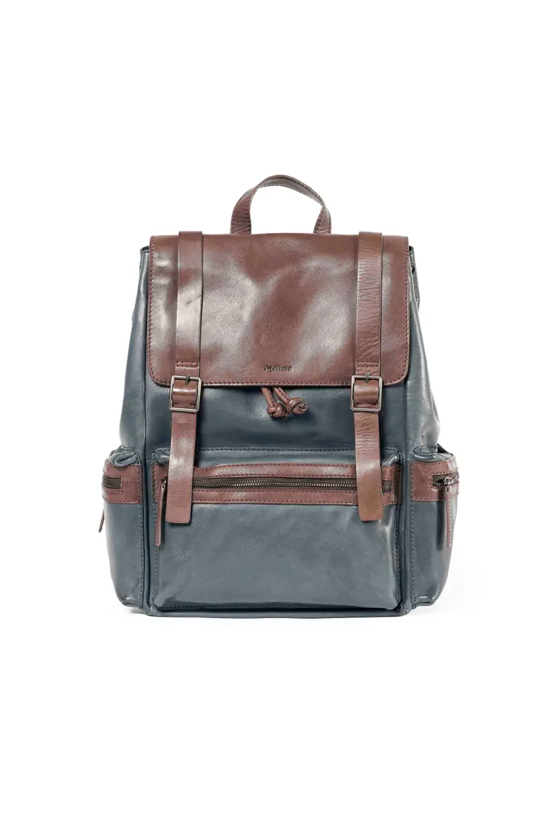 Melluso Zaino uomo in pelle blu e marrone cp314