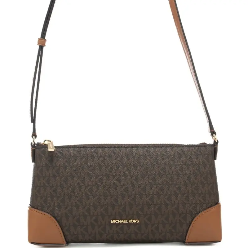 Michael Kors borsa a spalla da donna con pattern logo monogram marrone acorn