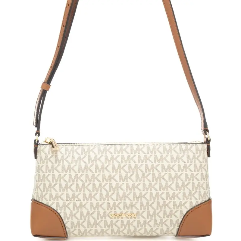 Michael Kors borsa a spalla da donna con pattern logo monogram vaniglia acorn