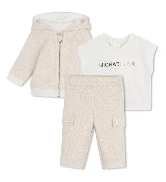 Michael Kors per ragazza R30548 Completo sportivo beige (18meses= 81cm), Polister riciclato, moda per bambini