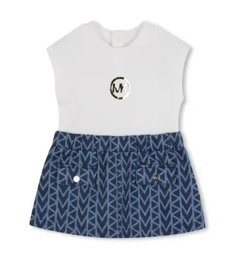 Michael Kors per ragazza R30550 Abito blu bicolore (18meses= 81cm), Casual, Cotone, Senza maniche / cinghie, moda per bambini