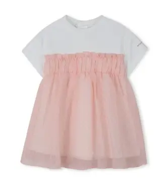 Michael Kors per ragazza R30555 Abito rosa bicolore (18meses= 81cm), Casual, Manica corta, Polister riciclato, moda per bambini