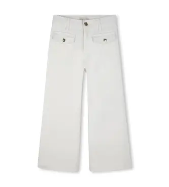 Michael Kors per ragazza R30576 Pantaloni in twill bianco (12Años= 150cm), Casual, Cotone, moda per bambini