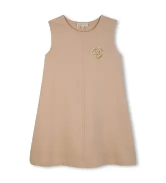 Michael Kors per ragazza R30595 Abito beige in spugna di cotone (14años= 162cm), Casual, Senza maniche / cinghie, Cotone biologico, moda pe