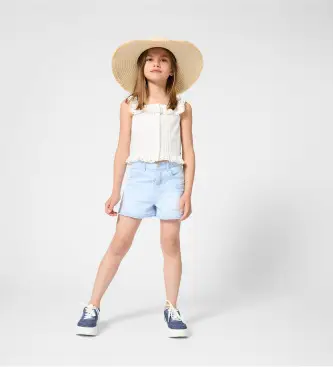 Michael Kors per ragazza R30657 Top in popeline bianco (4Años= 102cm), Cotone, Senza maniche / cinghie, moda per bambini