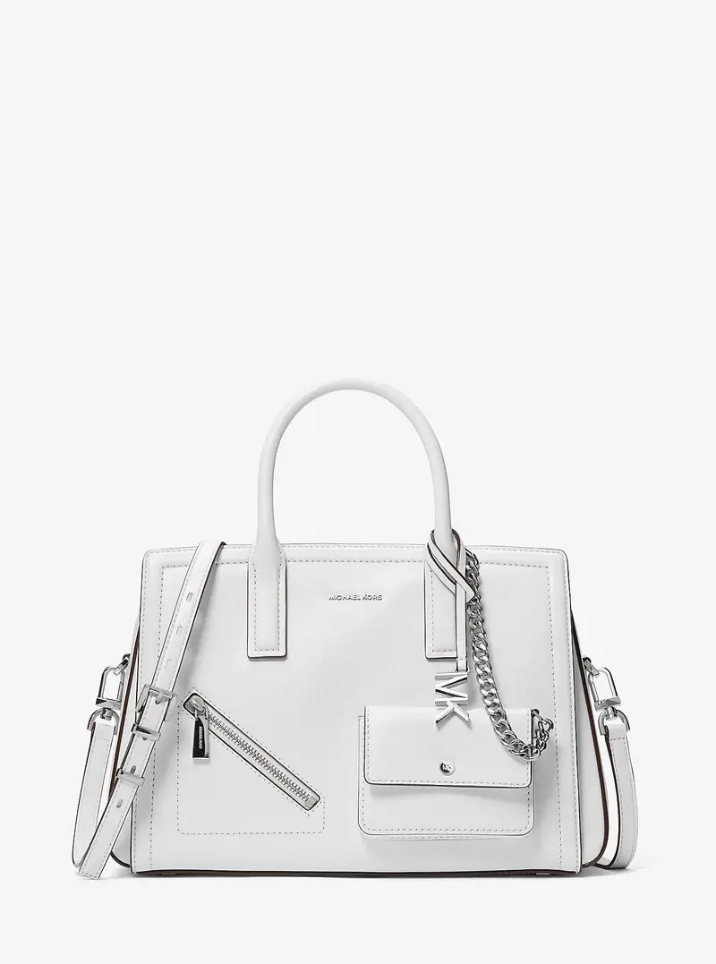 MICHAEL Michael Kors MK Borsa a mano Laila media in pelle con porta carte di credito - Bianco - Michael Kors