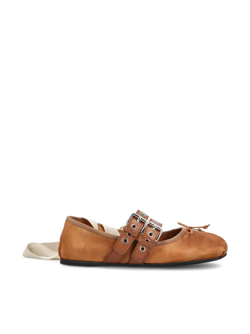 MIU MIU Ballerine In Nappa MARRONE