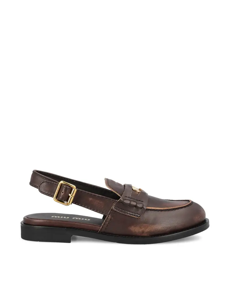 MIU MIU Mocassini In Pelle MARRONE