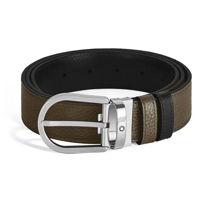 Cintura Reversibile 35 Mm In Pelle Kaki/Nera - Montblanc