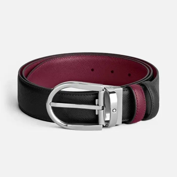 Cintura Reversibile 35 Mm In Pelle Nera/Cassis - Montblanc