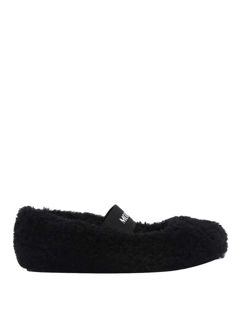 Moon Boot Ballerine in shearling Nero
