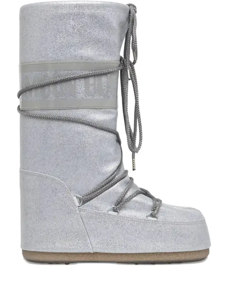 moon boot Stivali argento glitter allacciati